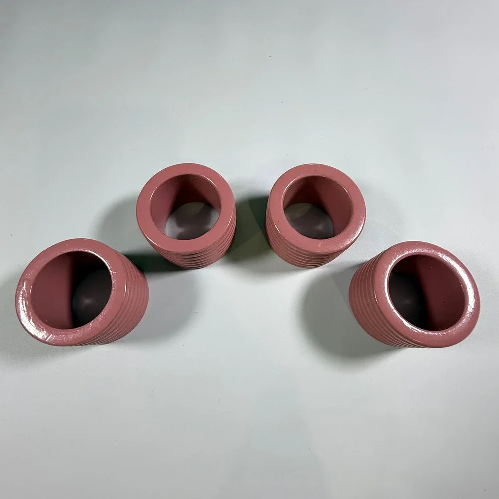 VTG‎ Napkin Rings 4 Pink Mauve Beehive Ribbed Park B Smith Cottagecore Grandmam